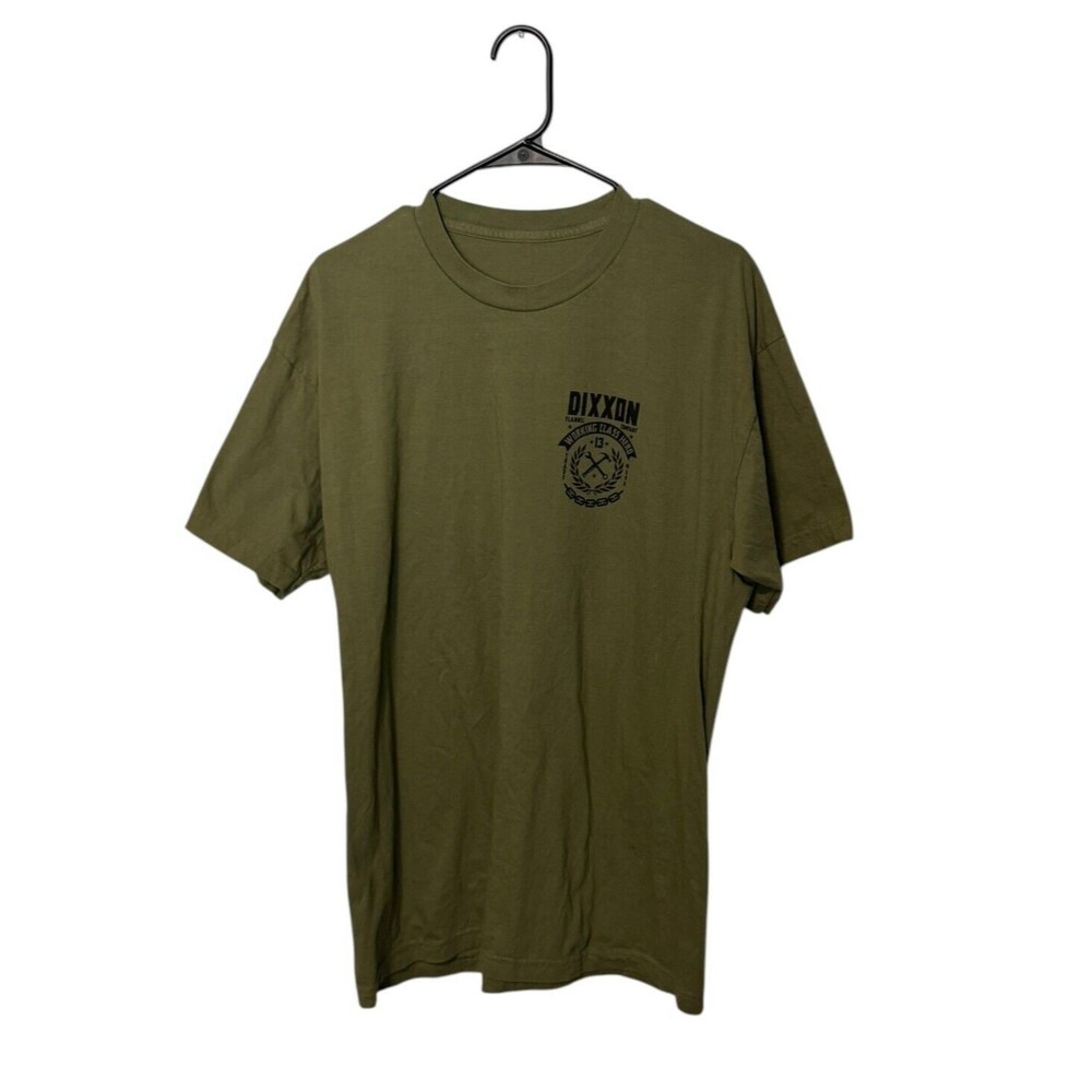 Dixxon Shirt Mens Large Green Weld Wrench Short Sleeve Working Class Biker Crew